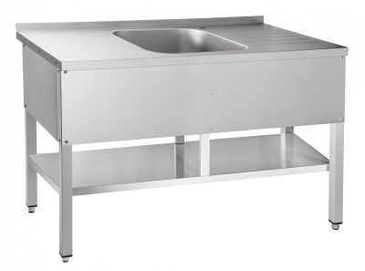 Стол для мойки овощей Abat СМО-6-4 РН, 1400x600x860, мойка-500x500x300, вся нерж