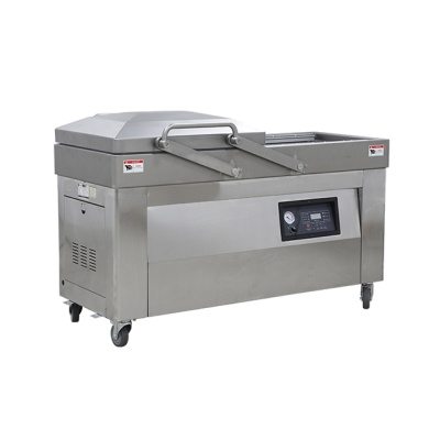 Вакуум-упаковочная машина HUALIAN DZ-610/2SA, напольная двухкамерная, с обрезкой края пакета