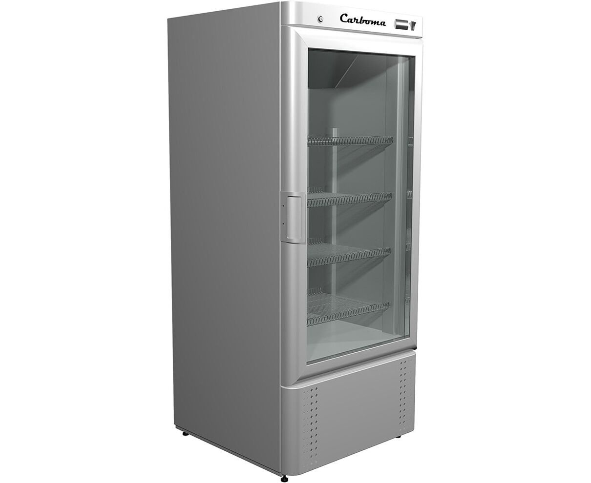 Холодильный шкаф Carboma R560C INOX со стеклянной дверью