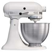 Миксер планетарный бытовой KitchenAid Classic , дежа 4.28 л, 3 насадки, белый, 5K45SSEWH