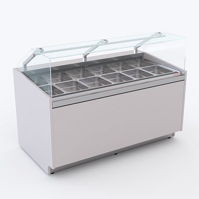 Прилавок холодильный MARTA-Culinar 1250, агрегат, 7 GN1/6, охл.запасник, без стекла, RGR22CAR REFETTORIO