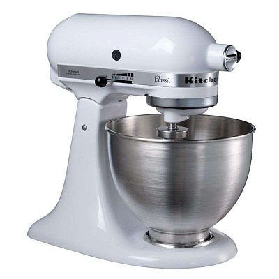 Миксер планетарный бытовой KitchenAid Classic , дежа 4.28 л, 3 насадки, белый, 5K45SSEWH