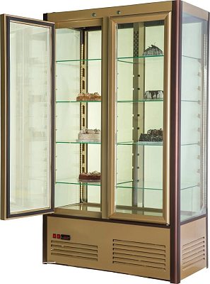 Витрина кондитерская Carboma D4 VM 800-1 (R800C) (цвет по схеме, 2 дв,стекл полки)