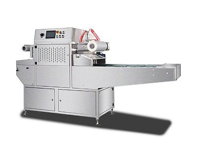 Автоматический запайщик лотков с ф-ей в/у газ. Hualian HVT-450A/4 V2, 210*148 нерж., скин, дв. ст. 100м3/ч